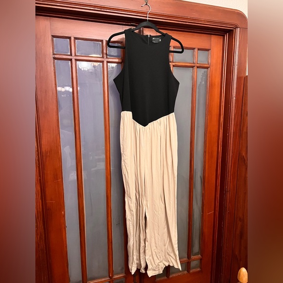 ASOS Wide Leg Cupro Jumpsuit – Two-Tone, Sleeveless, Chic - Picture 4 of 7